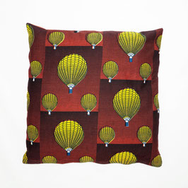 Cushion ballon ride, red back cover 50x50 - Kissen Ballonfahrt, rote Rückseite 50x50