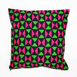 Cushion pink green patterned 40x40 - Kissen pink grün gemustert 40x40