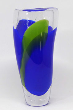 mundgeblasene Vase blaugrün mit dickem Boden
