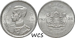 Thailand 10 Satang 1950 (2493) Tin Y#73 AU
