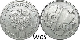 Poland 100 Zlotych 1984 MW (40th Anniversary of Peoples Republic) Y#151 XF