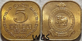 Ceylon 5 Cents 1963 KM#129 AU