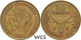 Madagascar 10 Francs 1989 (FAO) KM#11 VF