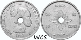 Laos 10 Cents 1952 KM#4 AU