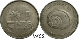 Cuba 5 Centavos 1981 (Intur, Thin 5) KM#412.2 VF+