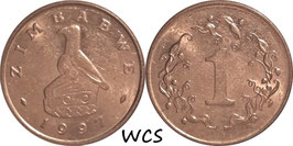 Zimbabwe 1 Cent 1989-1999 KM#1a