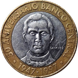 Dominican Republic 5 Pesos 1997 - 50th Anniversary of Central Bank KM#88 VF