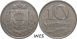 Latvia 10 Santimu 1922 KM#4 VF