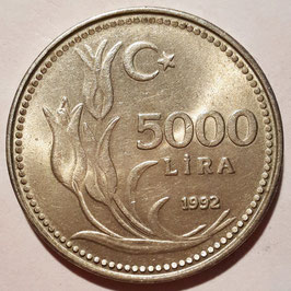 Turkey 5000 Lira 1992-1994 KM#1025