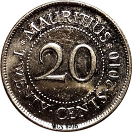 Mauritius 20 Cents 1987-2016 KM#53