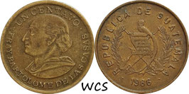 Guatemala 1 Centavo 1986 KM#275.3 XF