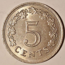 Malta 5 Cents 1972-1981 KM#10