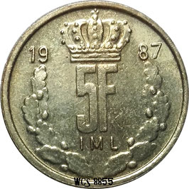 Luxembourg 5 Francs 1986-1988 KM#60