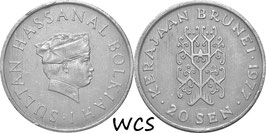 Brunei 20 Sen 1968-1977 KM#12