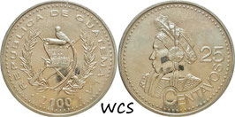 Guatemala 25 Centavos 2000 KM#278.6 UNC