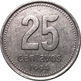 Argentina 25 Centavos 1993-1996 KM#110a
