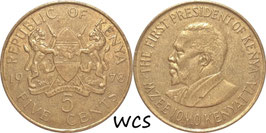 Kenya 5 Cents 1969-1978 KM#10
