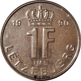 Luxembourg 1 Franc 1988-1995 KM#63