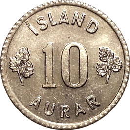 Iceland 10 Aurar 1970-1974 KM#10a