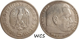 Germany - Third Reich 5 Reichsmark 1936 D KM#86 VF