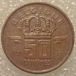 Belgium 50 Centimes 1952-1955 BELGIQUE KM#144