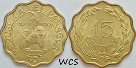 Paraguay 15 Centimos 1953 KM#26 AU