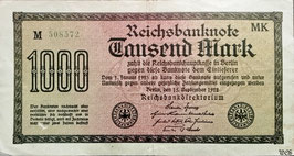 Germany 1000 Mark 15.09.1922 Ro 75f Printer: MK