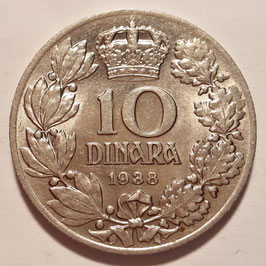 Yugoslavia 10 Dinara 1938 KM#22 UNC-