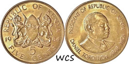 Kenya 5 Cents 1978-1991 KM#17