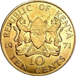 Kenya 10 Cents 1969-1978 KM#11