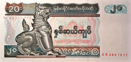 Myanmar 20 Kyats 1994 P.72 UNC