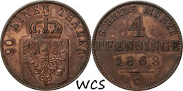 Prussia 4 Pfennige 1868 C KM#483 XF