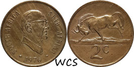 South Africa 2 Cents 1976 (President Fouche) KM#92