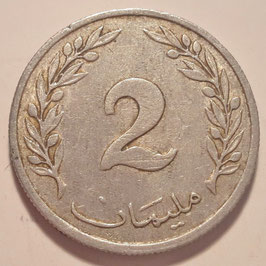 Tunisia 2 Millimes 1960 KM#281