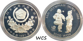 South Korea 5000 Won 1987 (Jegi Chagi) KM#61 Proof