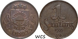 Latvia 1 Santims 1935 KM#1 VF+