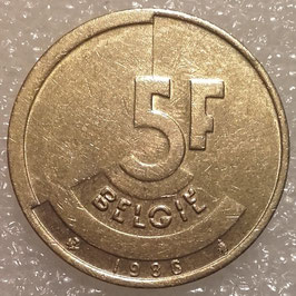 Belgium 5 Francs 1986-1993 BELGIE KM#164