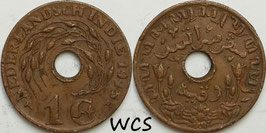 Netherlands East Indies 1 Cent 1945 P (high P) KM#317 F