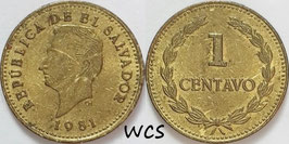El Salvador 1 Centavo 1981 KM#135.2a XF