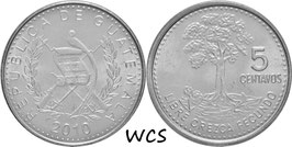 Guatemala 5 Centavos 2010 (magnetic) KM#276.6a UNC