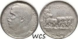 Italy 50 Centesimi 1925 (reeded edge) KM#61.2 VF-