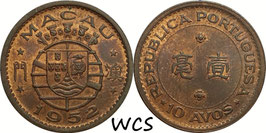Macau 10 Avos 1952 KM#2