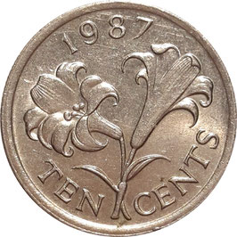 Bermuda 10 Cents 1986-1998 KM#46