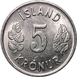 Iceland 5 Kronur 1969-1980 KM#18 Variante: 1974 - VF