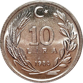 Turkey 10 Lira 1984-1989 KM#964