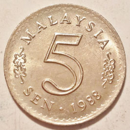 Malaysia 5 Sen 1967-1988 KM#2