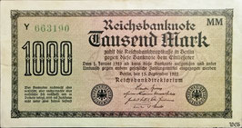 Germany 1000 Mark 15.09.1922 Ro 75f Printer: MM