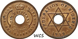 Nigeria ½ Penny 1959 KM#1 XF