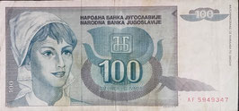 Yugoslavia 100 Dinara 1992 P.112 F