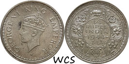 India-British ¼ Rupee 1944 (b) KM#547 XF